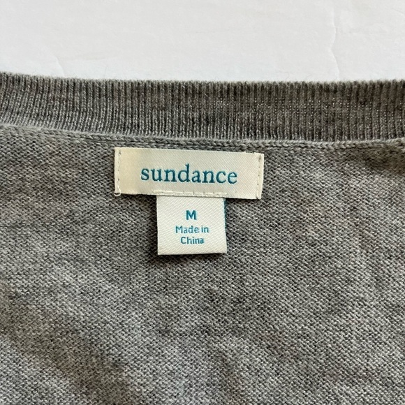 Sundance Afterlight Embroidered Cardigan Sweater Gray Merino Wool Size M - Picture 5 of 8